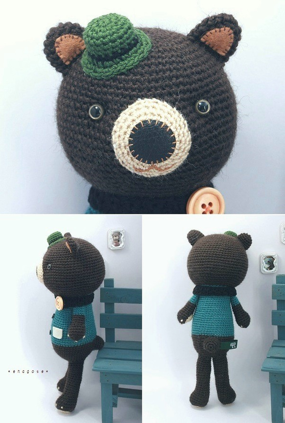 no.2020　Green Hat Bear　(緑の帽子のくま) 2枚目の画像