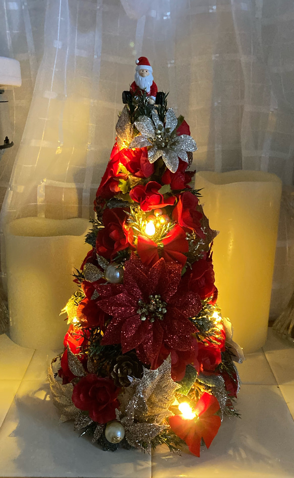 ミニ クリスマスツリー 電飾付き 24センチ 1枚目の画像