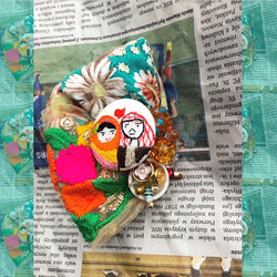 シリア刺繍ボタン✖️ethnic刺繍テープブローチ 2枚目の画像