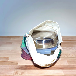 タオルバッグ（大チェック柄-赤、青、緑）ビームトートバッグ※受注生産 7枚目の画像