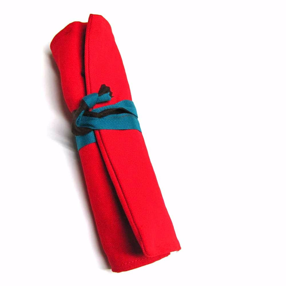 筆捲,工具袋 (紅色帆布) 第2張的照片