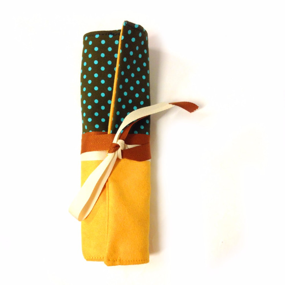 WaWuボリュームペン、鉛筆ロール、ツールバッグ、カトラリー袋（レモン） 4枚目の画像