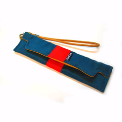 ペンケース、箸カバー（青緑ベルベット）（紐付き）（カトラリー付き）受注生産※ 1枚目の画像
