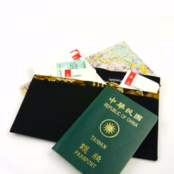 WaWu 護照套 (黑)｜トラベル 旅行用 布製パスポートカバー 航空券収納 第5張的照片