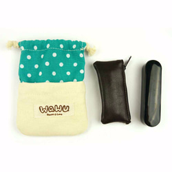 WaWu 小束口袋/小物包 (湖水綠點) 印章袋, 隨身電源收納袋, 禮物袋, 糖果袋 第5張的照片