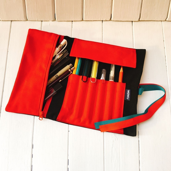 筆捲, 工具袋 (黑紅帆布) 接單生產* 第2張的照片