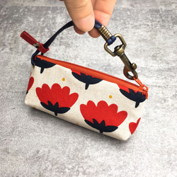 拉鍊鑰匙包 (紅花) 日本布 接單生產* 第8張的照片