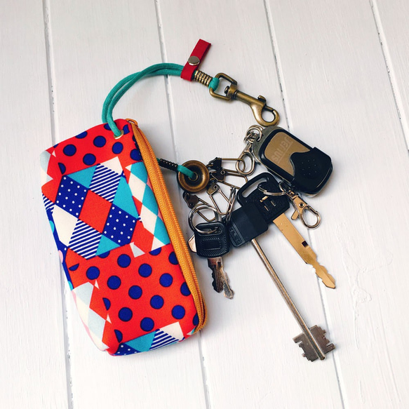 拉鍊鑰匙包 (繽紛藍) 日本布 接單生產* 第8張的照片