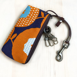 拉鍊鑰匙包 (幾何橘) 日本布 接單生產* 第3張的照片
