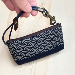 拉鍊鑰匙包 (青海波-藍) 日本布 接單生產* 第8張的照片