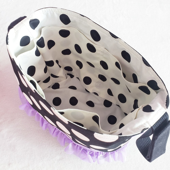 單色和紫色褶邊黑色時尚嬰兒車包 [Resizeable] 第4張的照片