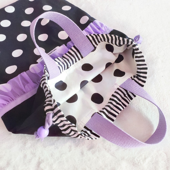 紫色褶邊和單色設計的時尚健身服包[尺寸可調] 第4張的照片