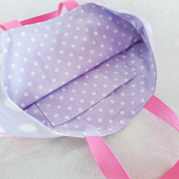 帆布和扇貝形課包 粉色×紫色 尺寸可變 第3張的照片