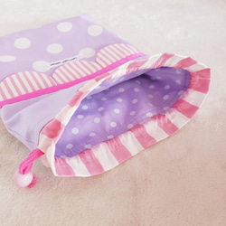 粉彩扇形學校午餐袋粉紅色×紫色尺寸可變 第3張的照片