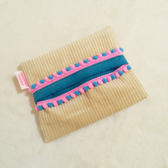 燈芯絨口袋紙巾盒 - 米色 第1張的照片