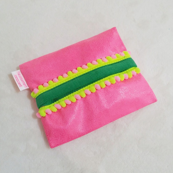 仿麂皮口袋紙巾盒neonpink 第1張的照片