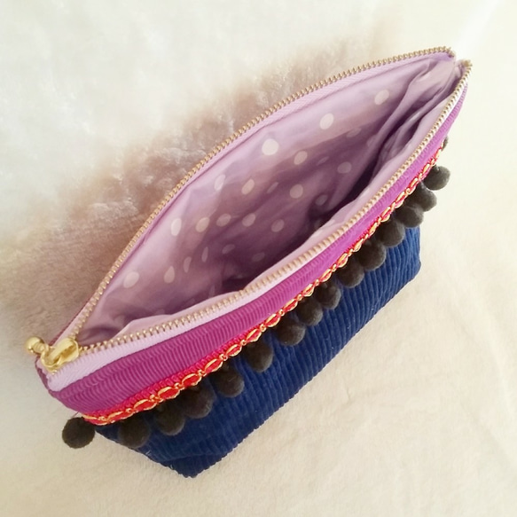 燈芯絨蓬鬆袋“海軍×紫色” 第3張的照片