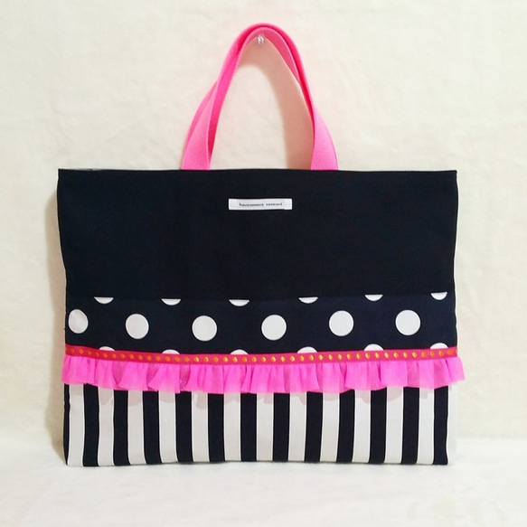 Guremu客戶訂貨尺寸漲價霓虹粉色和一點點俗氣的教訓袋·黑（按訂單生產）的黑與白 第1張的照片