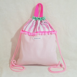 訂購商品粉色條紋和圓點背包（按訂單生產） 第1張的照片