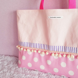 sakimam要求項目粉紅色帆布少女課袋（訂單生產） 第3張的照片