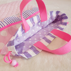 【3件套】絎縫扇形●課包●鞋盒●體操套裝包紫色 第8張的照片