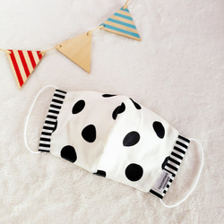 單色圓點古典口罩白色6種尺寸，從嬰兒到成人L尺寸可用夏季口罩 第1張的照片