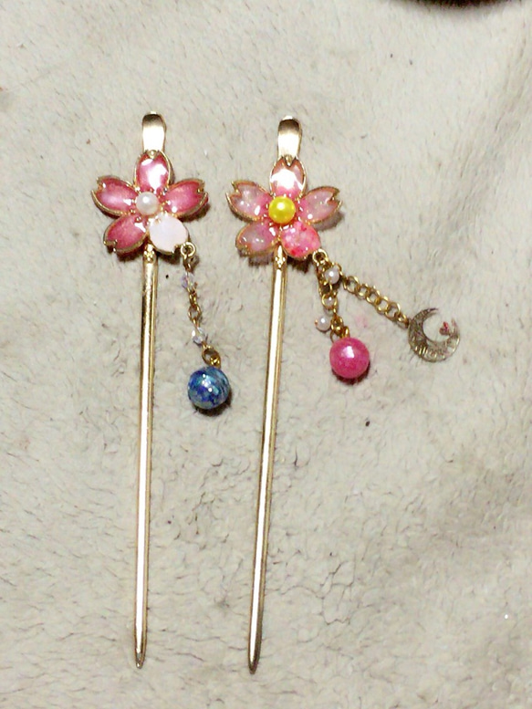 レジン 桜のかんざし2本セット 1枚目の画像