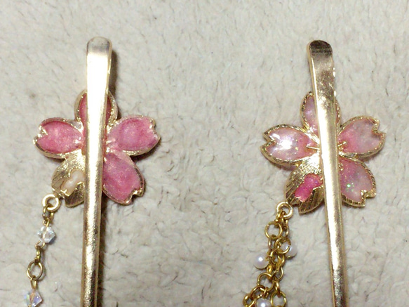 レジン 桜のかんざし2本セット 4枚目の画像