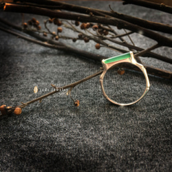 竹韻-精品設計系列：天然冰綠翡翠(緬甸玉)750K金細版戒指 第4張的照片