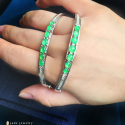 綠波-天然翡翠 (緬甸玉) 漸層設計925銀手環 第2張的照片