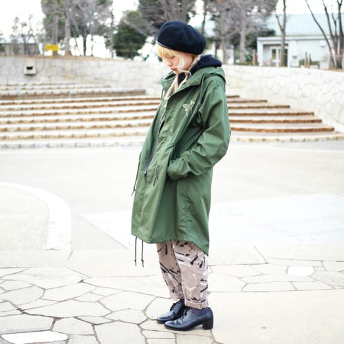 45R ミリタリーコート モッズコート フード 現行タグ 比翼 刺繍 カーキ 1 BACK NUMBER モッズコート コート 「BACK NUMBER」「エクストラサーモ