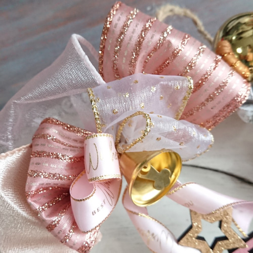 クリスマスリース(25cm)＊ピンクpop・treeとシャイニーボール＊ピンク