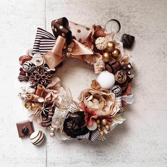 バレンタインリース バレンタインリース(19cm)＊ショコラティエのバレンタインブーケ