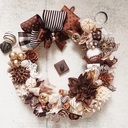 バレンタインリース(21.5cm)＊セピアブラウンのショコラノーチェ