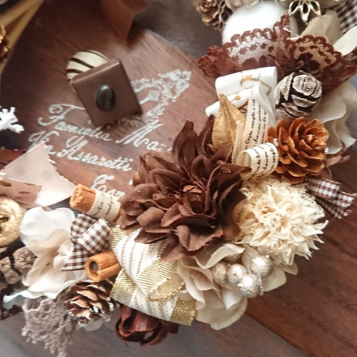 バレンタインリース(21.5cm)＊セピアブラウンのショコラノーチェ