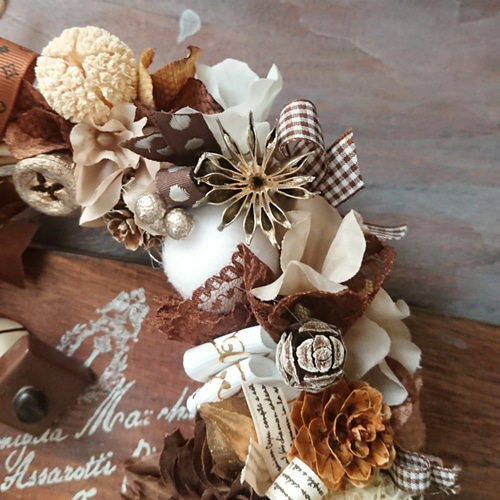 バレンタインリース(21.5cm)＊セピアブラウンのショコラノーチェ