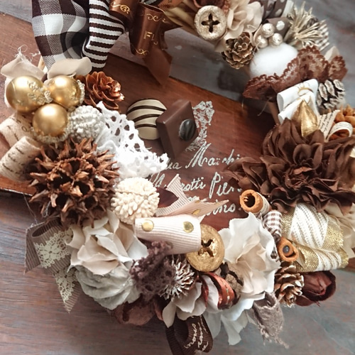 バレンタインリース(21.5cm)＊セピアブラウンのショコラノーチェ