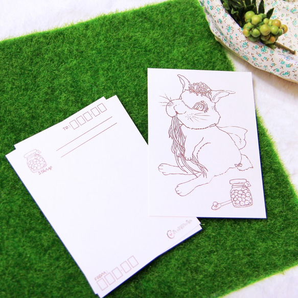 花醬兔 彩繪你的心意 森林小兔子著色明信片著色卡 第3張的照片