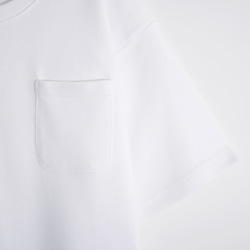 シックなバージョンルーズ肩バージョンホワイト厚いプレーンポケットティー 5枚目の画像