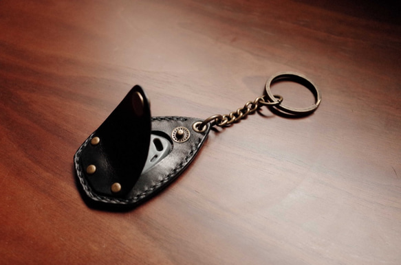 IPPI－門禁卡／代幣 鑰匙圈－黑色 真皮／手工 第2張的照片