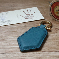 pueblo磨砂皮 悠遊卡晶片吊飾－鑰匙圈款－藍色 第2張的照片