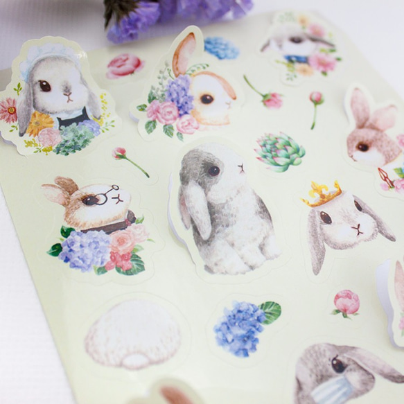 造型貼紙 - Bunny and Floral兔子與花 - 3張入 第2張的照片