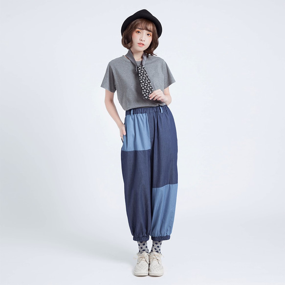 Corsage 單寧拼色塊褲 Taiwan design 第5張的照片