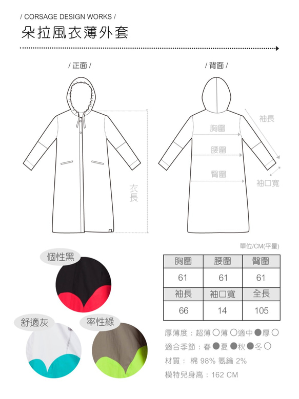 Corsage 朵拉風衣薄外套 Taiwan design 第10張的照片