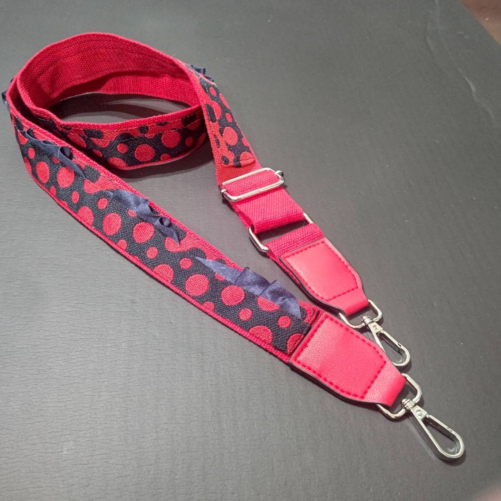 付け替え　交換用　肩ひも　お手持ちバッグに　ショルダー　ストラップ　幅４ｃｍ　水玉RED　送料込