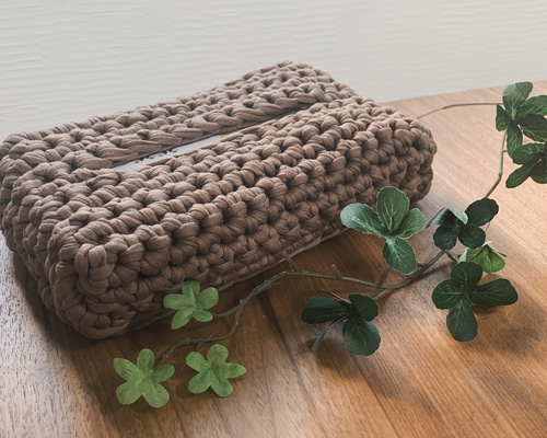 ティッシュカバー　ボックスティッシュカバー　ズパゲッティ　Tシャツヤーン Knitting a tissue case【crochet】Hoooked Zpagetti - YouTube
