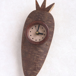 皮付ケヤキのキャロット掛け時計（小）その1 2枚目の画像