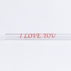 情人節禮物20cm【I LOVE YOU】尖口可刺穿封膜 (口徑0.8cm) 我愛你甜蜜玻璃吸管 (附贈小刷)1支入 第2張的照片