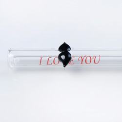 情人節禮物 20cm【I LOVE YOU情侶組】尖口可刺穿封膜 甜蜜蜜玻璃吸管2入 (附贈小刷)1支入 第3張的照片