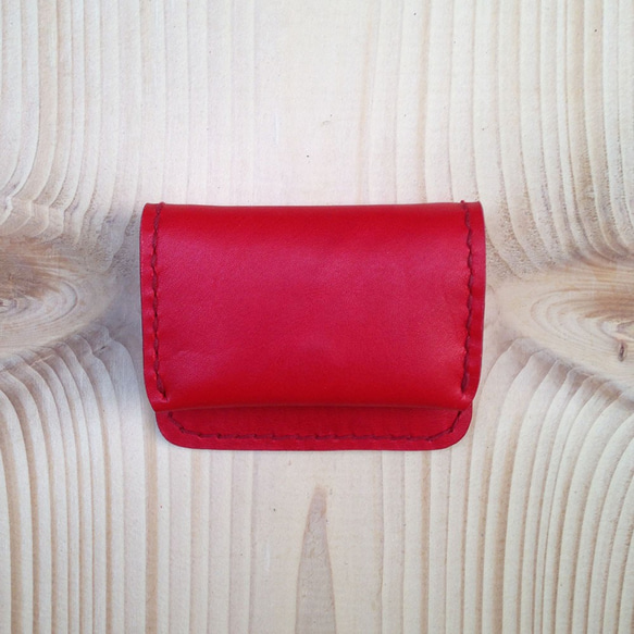 DUAL-皮革小巧零錢包/交換禮物/聖誕節 - 氣質紅 第2張的照片